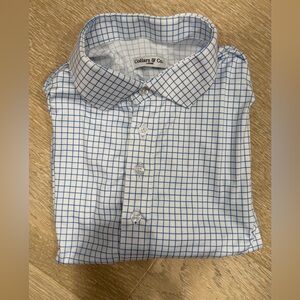 Collars & Co. - White Blue Windowpane Check Polo Shirt